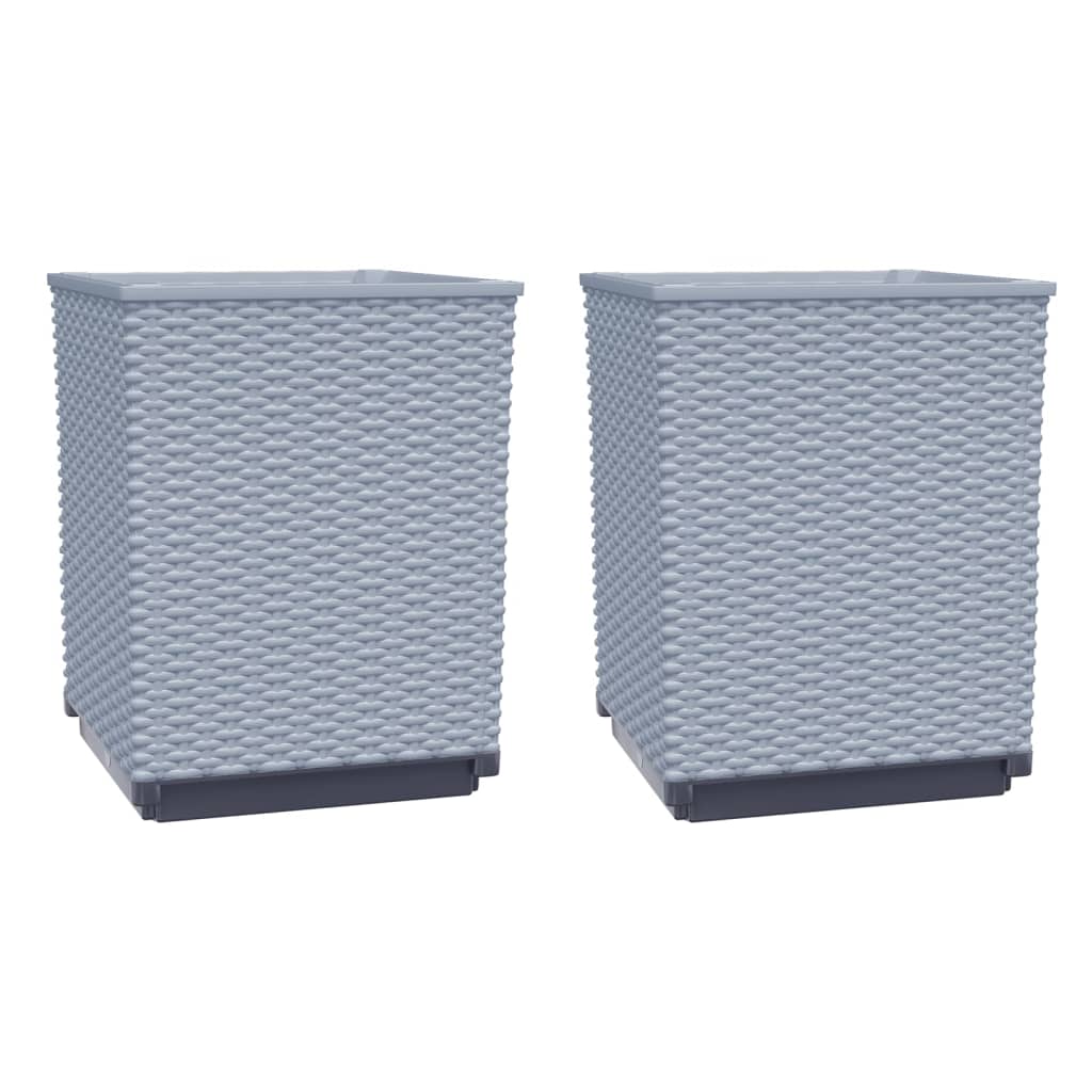 Plantenbakken 2 St 30X30X37 Cm Polypropeen Lichtgrijs