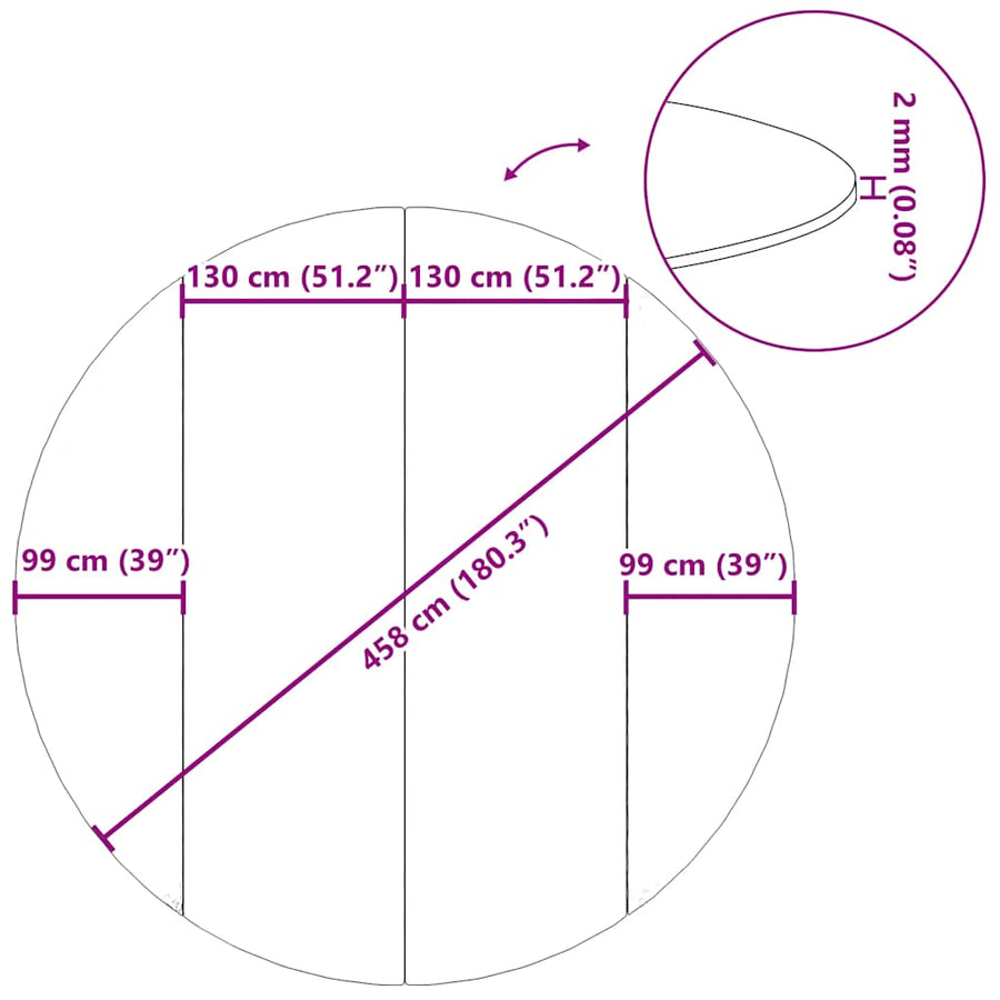 Zwembadgrondzeil Ø458 cm polyester geotextiel lichtgrijs