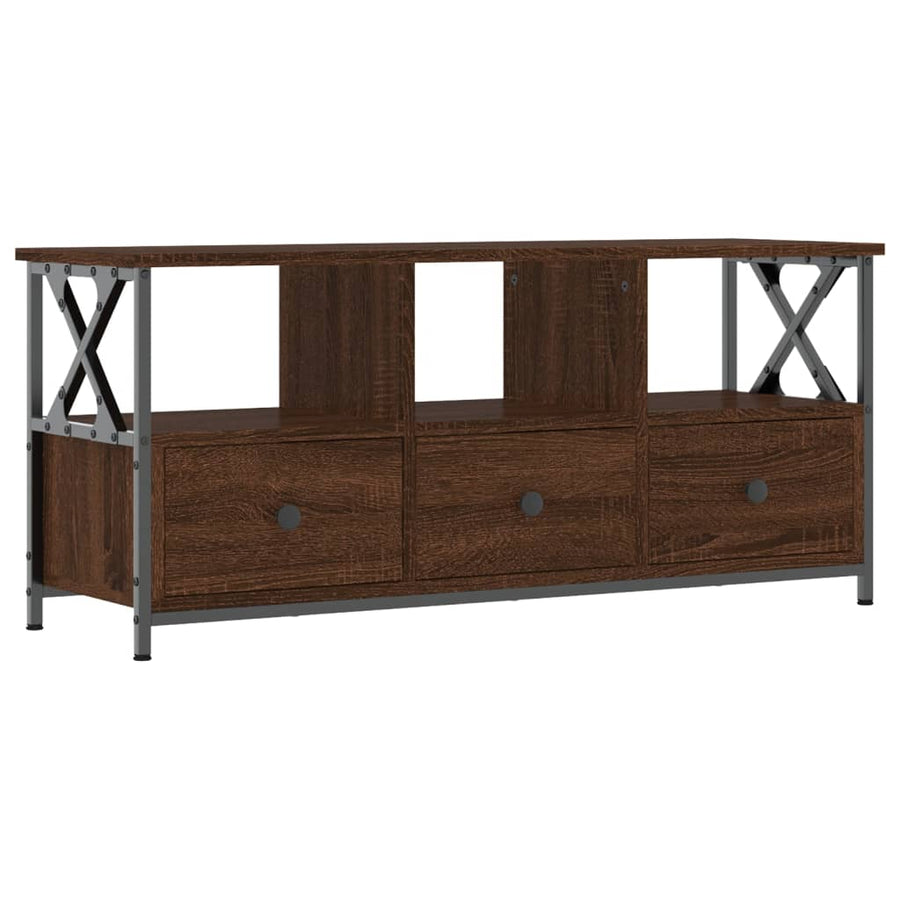 Tv-Meubel Bewerkt Hout En Ijzer Bruin Eikenkleur 102 x 33 x 45 cm Bruineiken