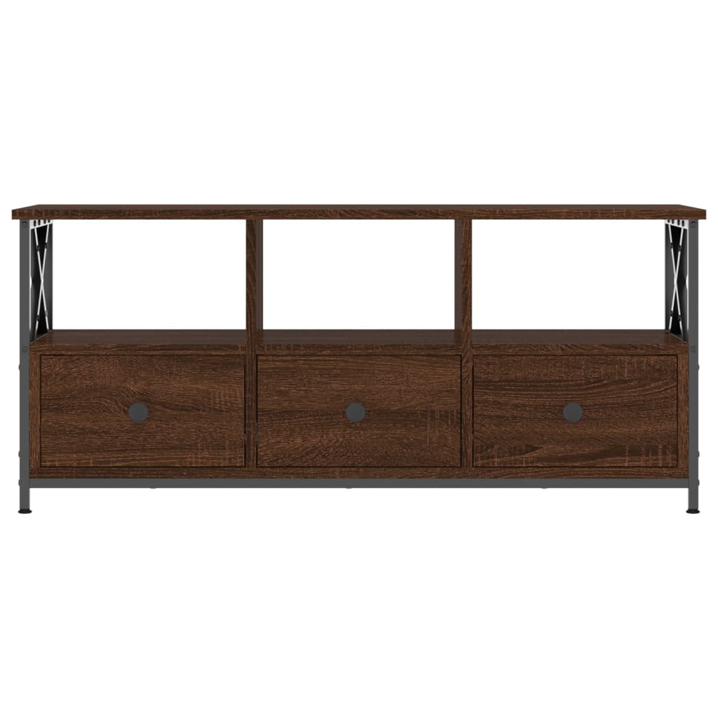 Tv-Meubel Bewerkt Hout En Ijzer Bruin Eikenkleur 102 x 33 x 45 cm Bruineiken