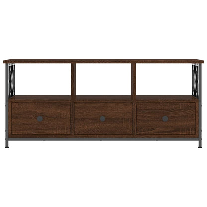 Tv-Meubel Bewerkt Hout En Ijzer Bruin Eikenkleur 102 x 33 x 45 cm Bruineiken