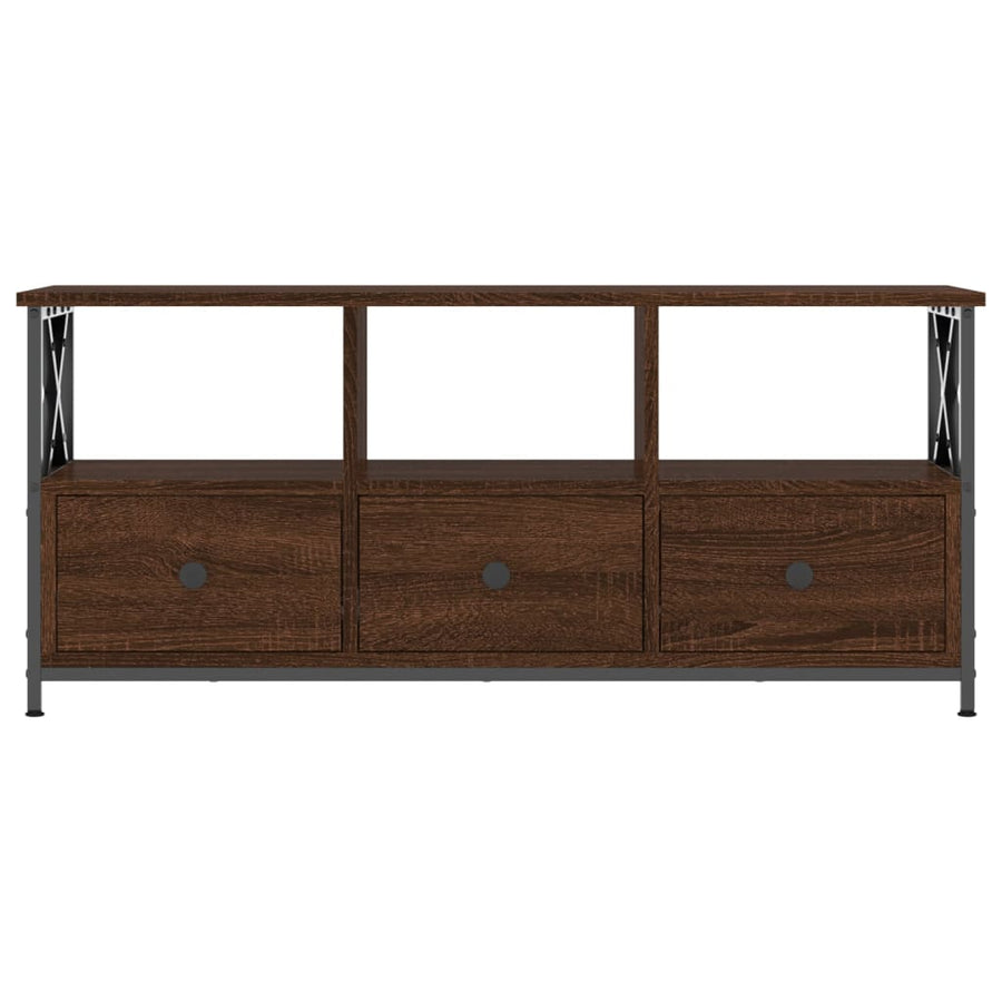 Tv-Meubel Bewerkt Hout En Ijzer Bruin Eikenkleur 102 x 33 x 45 cm Bruineiken