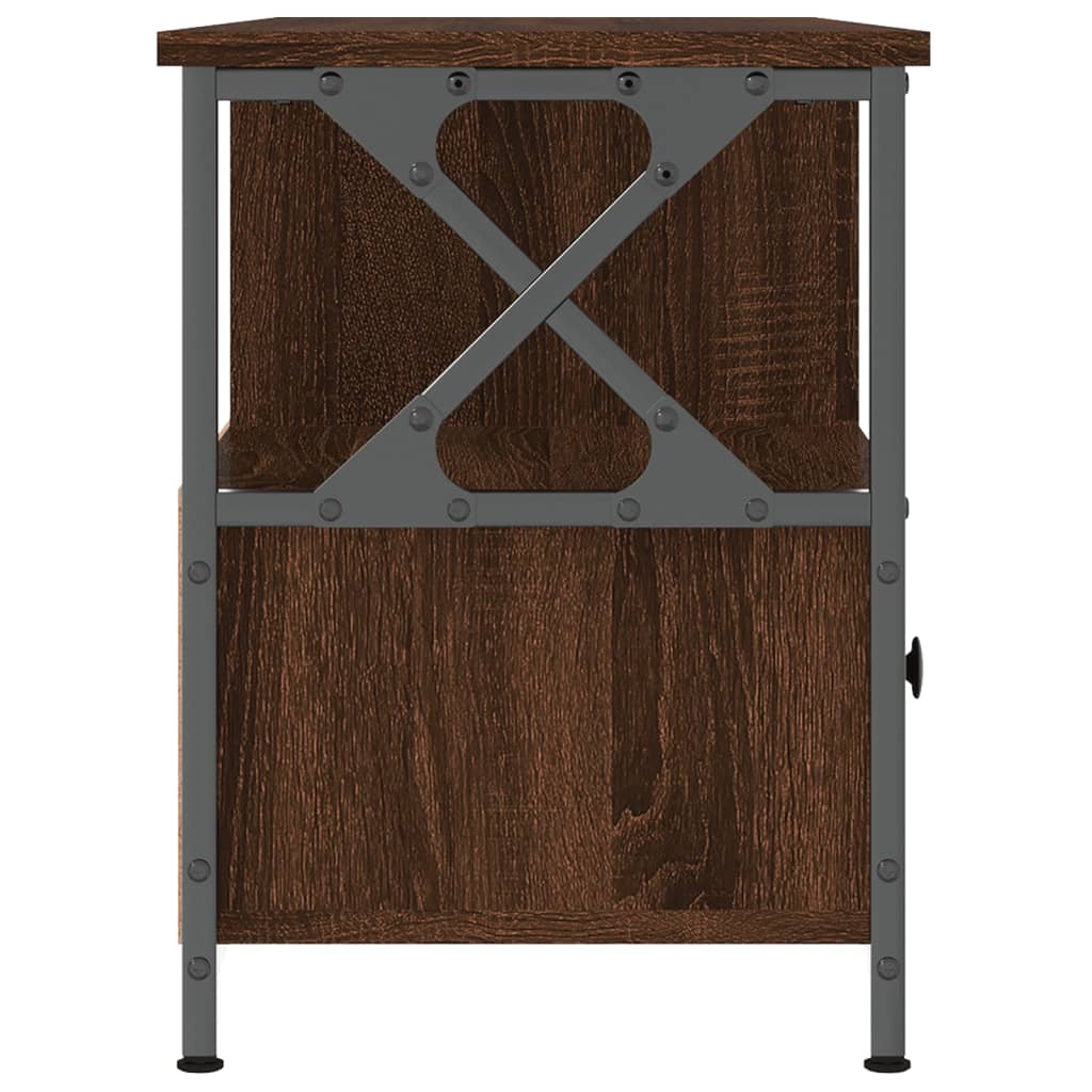 Tv-Meubel Bewerkt Hout En Ijzer Bruin Eikenkleur 102 x 33 x 45 cm Bruineiken