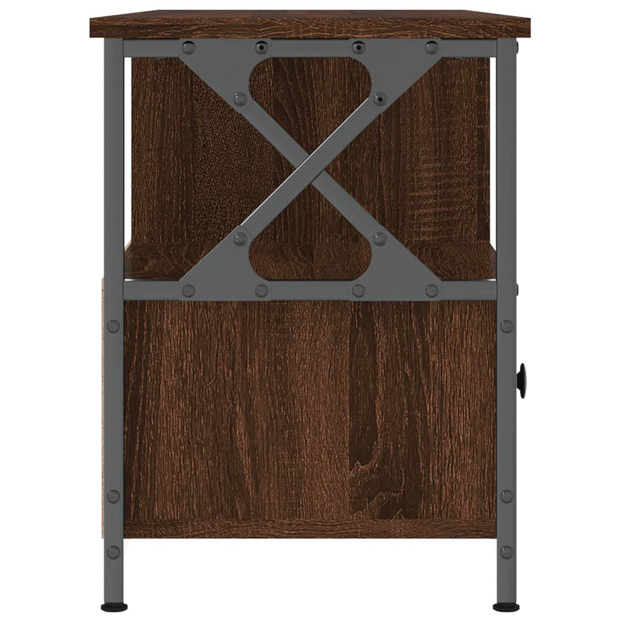 Tv-Meubel Bewerkt Hout En Ijzer Bruin Eikenkleur 102 x 33 x 45 cm Bruineiken