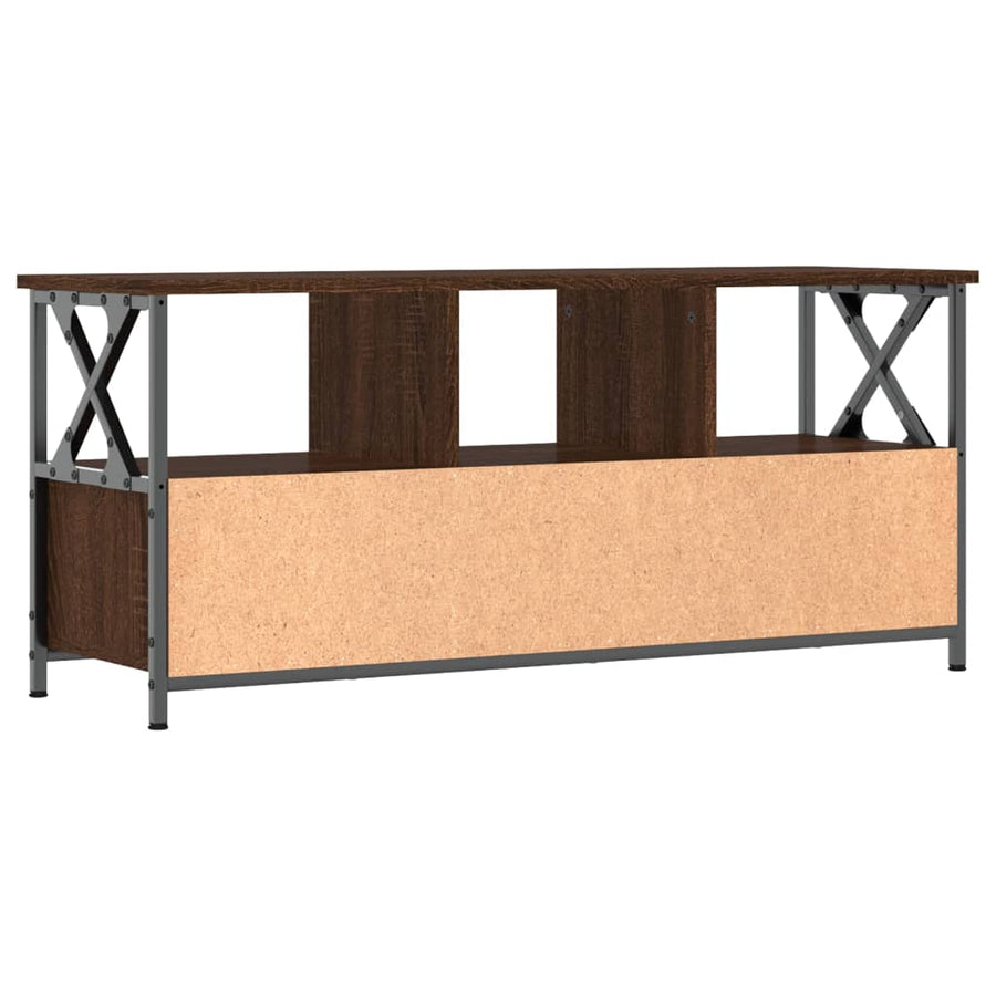 Tv-Meubel Bewerkt Hout En Ijzer Bruin Eikenkleur 102 x 33 x 45 cm Bruineiken