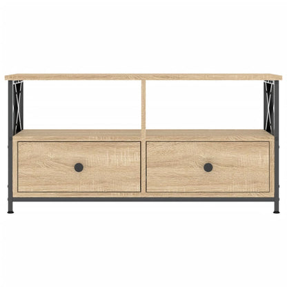 Tv-Meubel 90X33X45 Cm Bewerkt Hout En Ijzer Sonoma Eikenkleur 1 90 x 33 x 45 cm