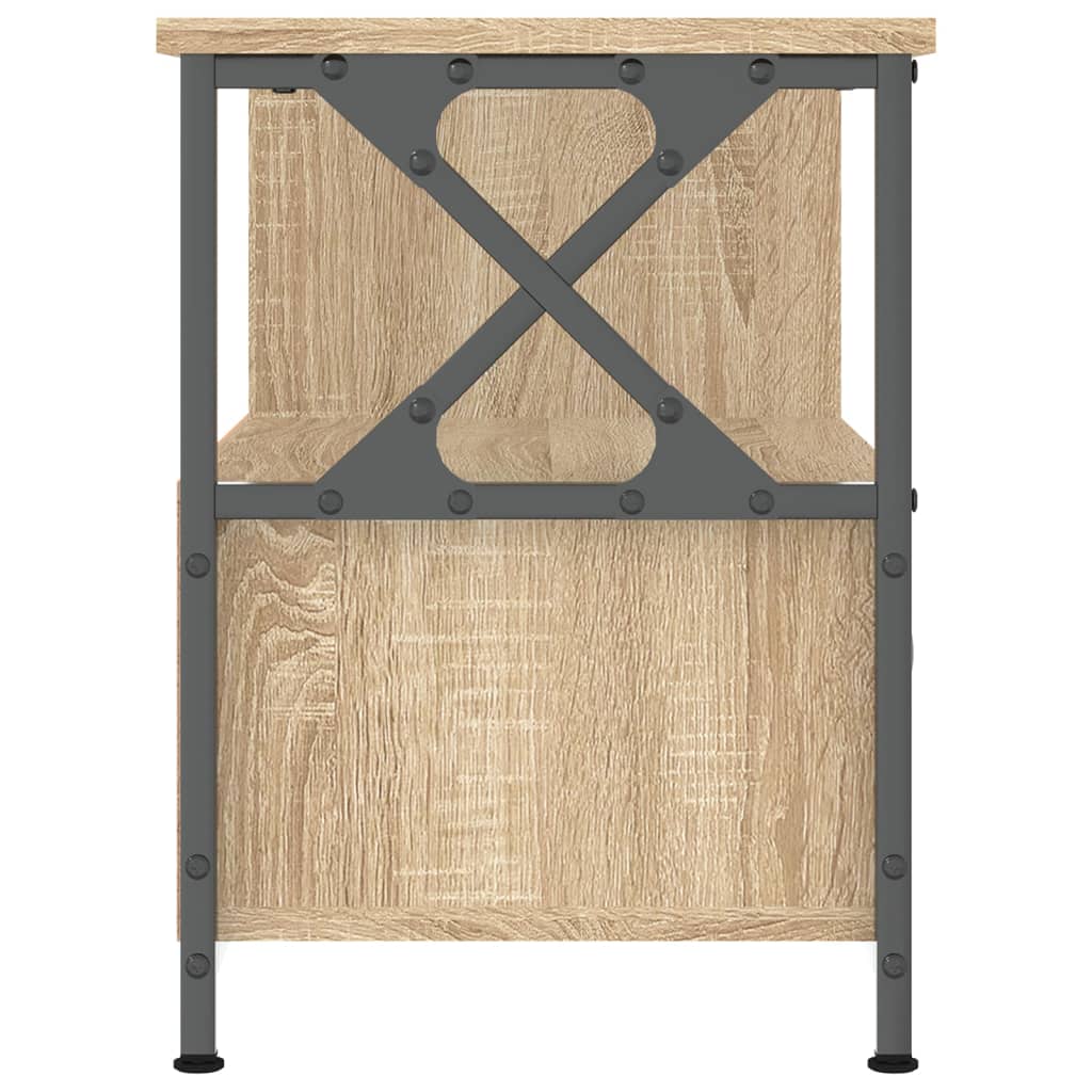 Tv-Meubel 90X33X45 Cm Bewerkt Hout En Ijzer Sonoma Eikenkleur 1 90 x 33 x 45 cm