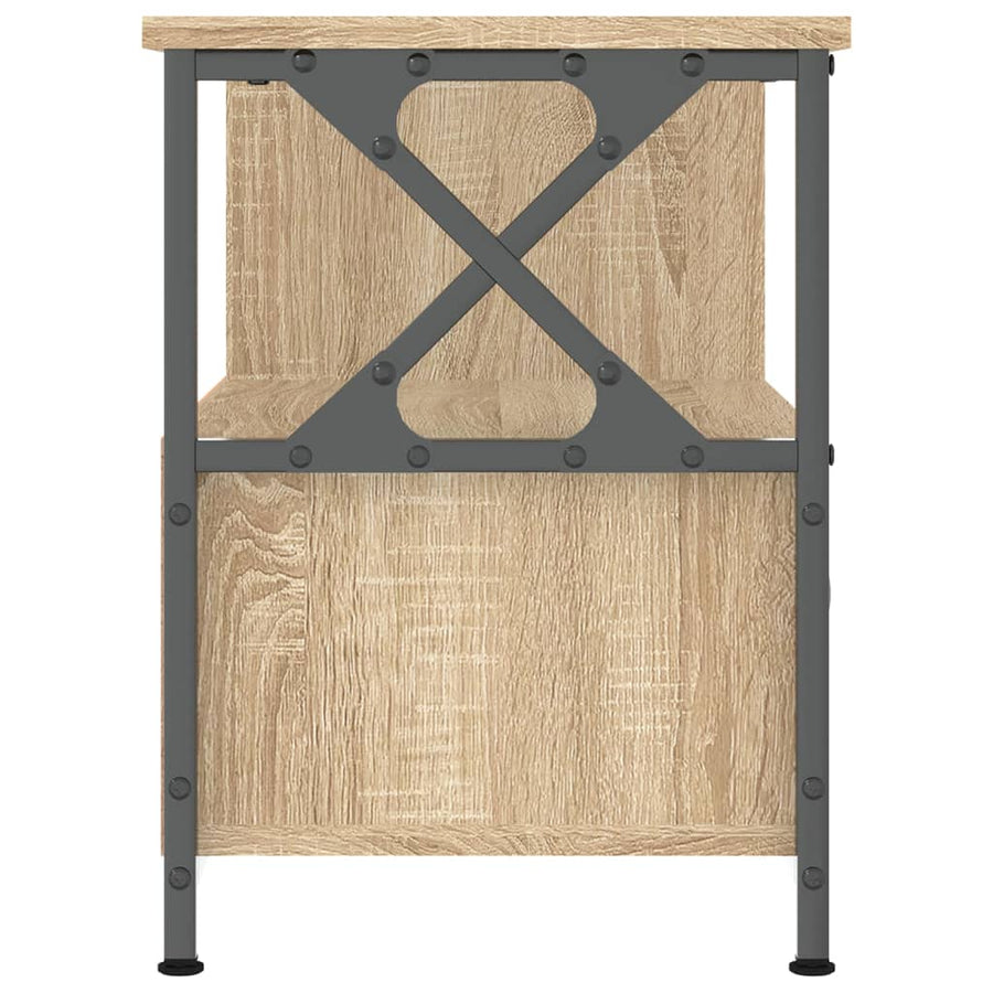 Tv-Meubel 90X33X45 Cm Bewerkt Hout En Ijzer Sonoma Eikenkleur 1 90 x 33 x 45 cm