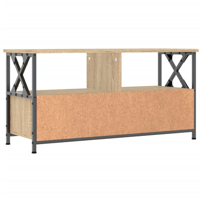 Tv-Meubel 90X33X45 Cm Bewerkt Hout En Ijzer Sonoma Eikenkleur 1 90 x 33 x 45 cm