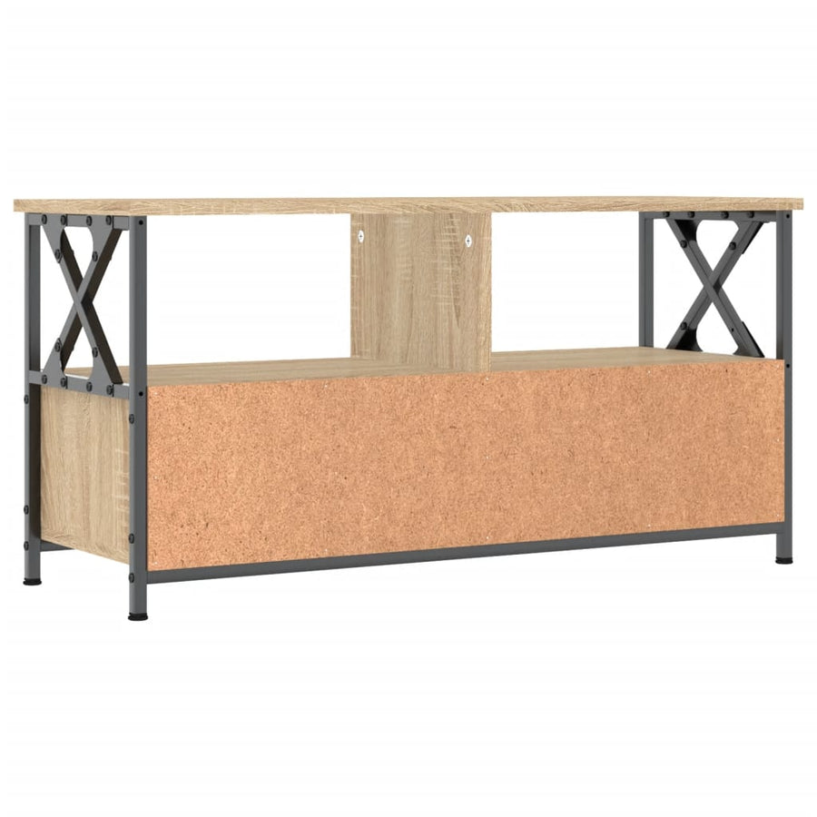 Tv-Meubel 90X33X45 Cm Bewerkt Hout En Ijzer Sonoma Eikenkleur 1 90 x 33 x 45 cm