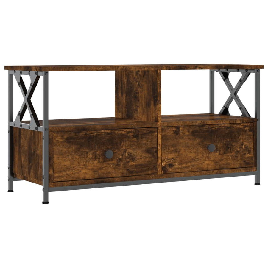 Tv-Meubel Bewerkt Hout En Ijzer Kleur 90 x 33 x 45 cm Gerookt eiken