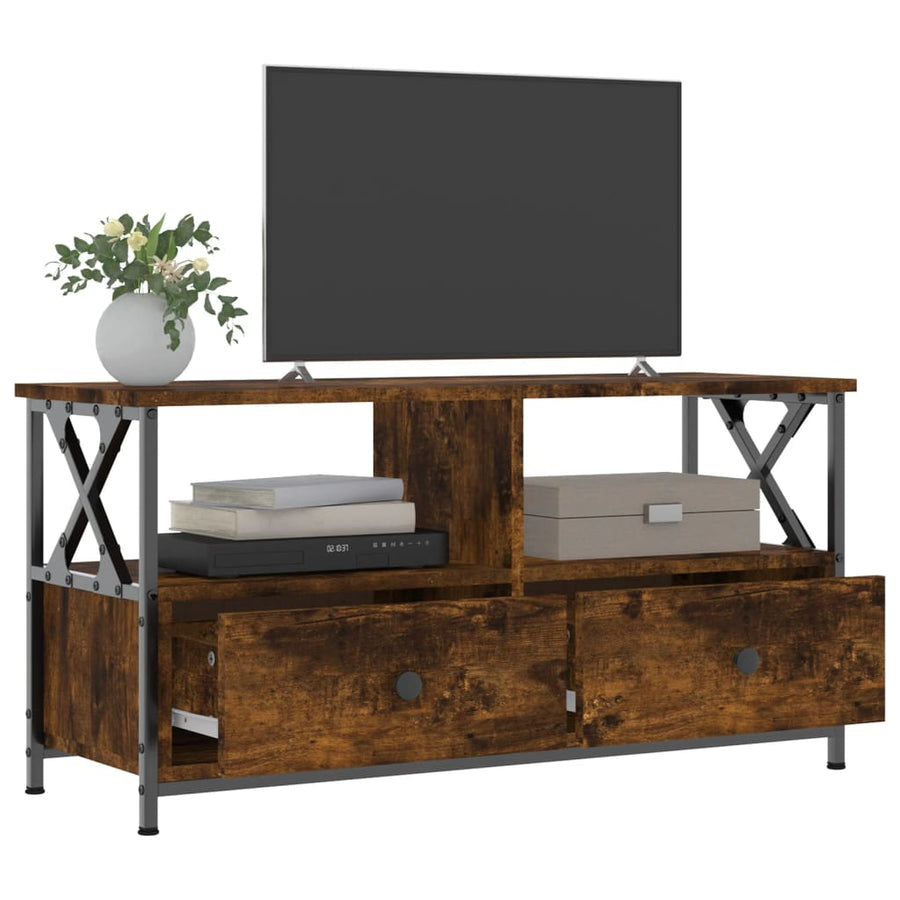 Tv-Meubel Bewerkt Hout En Ijzer Kleur 90 x 33 x 45 cm Gerookt eiken