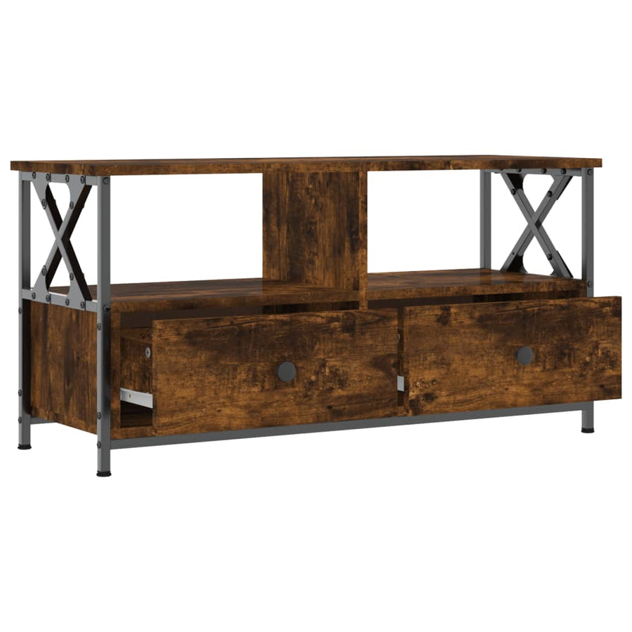Tv-Meubel Bewerkt Hout En Ijzer Kleur 90 x 33 x 45 cm Gerookt eiken