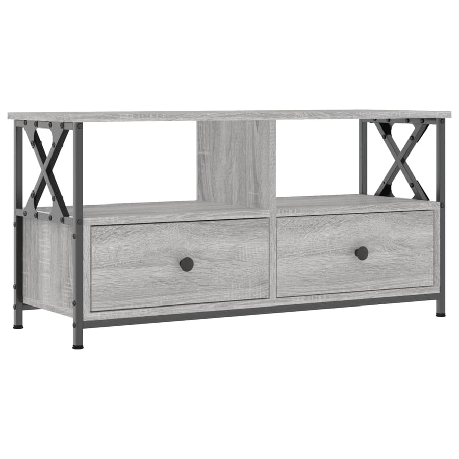 Tv-Meubel 90X33X45 Cm Bewerkt Hout Eikenkleurig 90 cm Grijs sonoma
