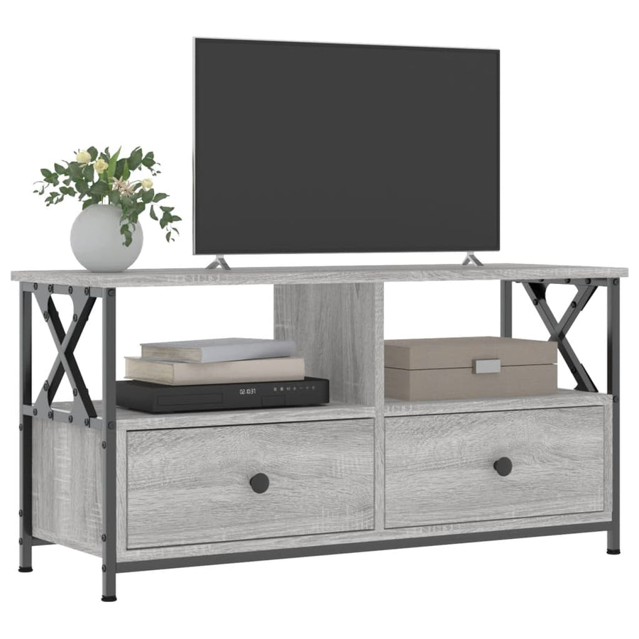 Tv-Meubel 90X33X45 Cm Bewerkt Hout Eikenkleurig 90 cm Grijs sonoma