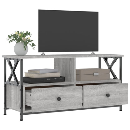Tv-Meubel 90X33X45 Cm Bewerkt Hout Eikenkleurig 90 cm Grijs sonoma