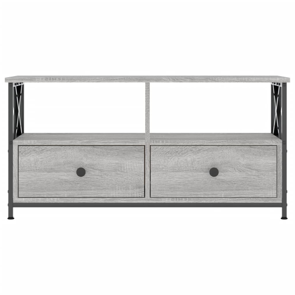 Tv-Meubel 90X33X45 Cm Bewerkt Hout Eikenkleurig 90 cm Grijs sonoma