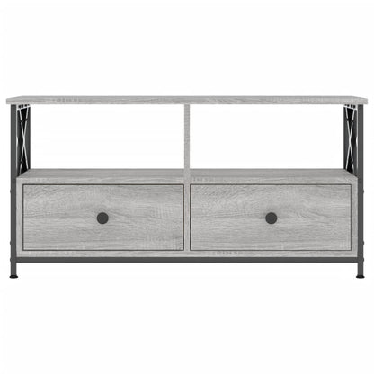 Tv-Meubel 90X33X45 Cm Bewerkt Hout Eikenkleurig 90 cm Grijs sonoma