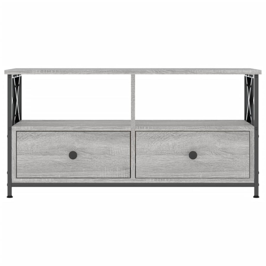 Tv-Meubel 90X33X45 Cm Bewerkt Hout Eikenkleurig 90 cm Grijs sonoma