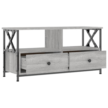 Tv-Meubel 90X33X45 Cm Bewerkt Hout Eikenkleurig 90 cm Grijs sonoma