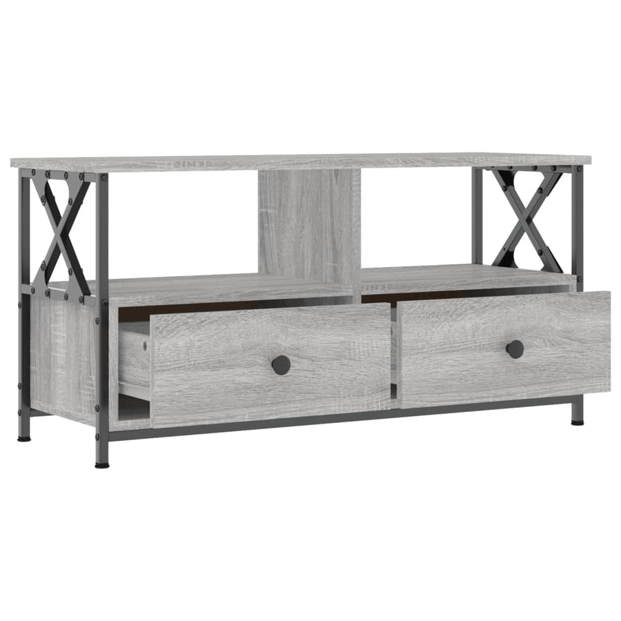 Tv-Meubel 90X33X45 Cm Bewerkt Hout Eikenkleurig 90 cm Grijs sonoma