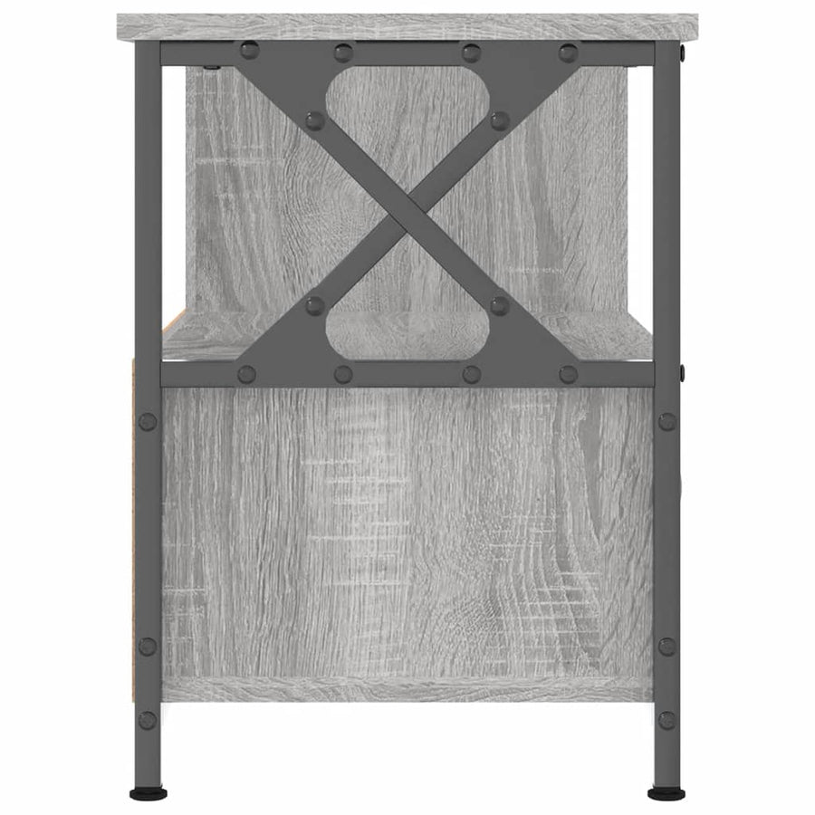 Tv-Meubel 90X33X45 Cm Bewerkt Hout Eikenkleurig 90 cm Grijs sonoma