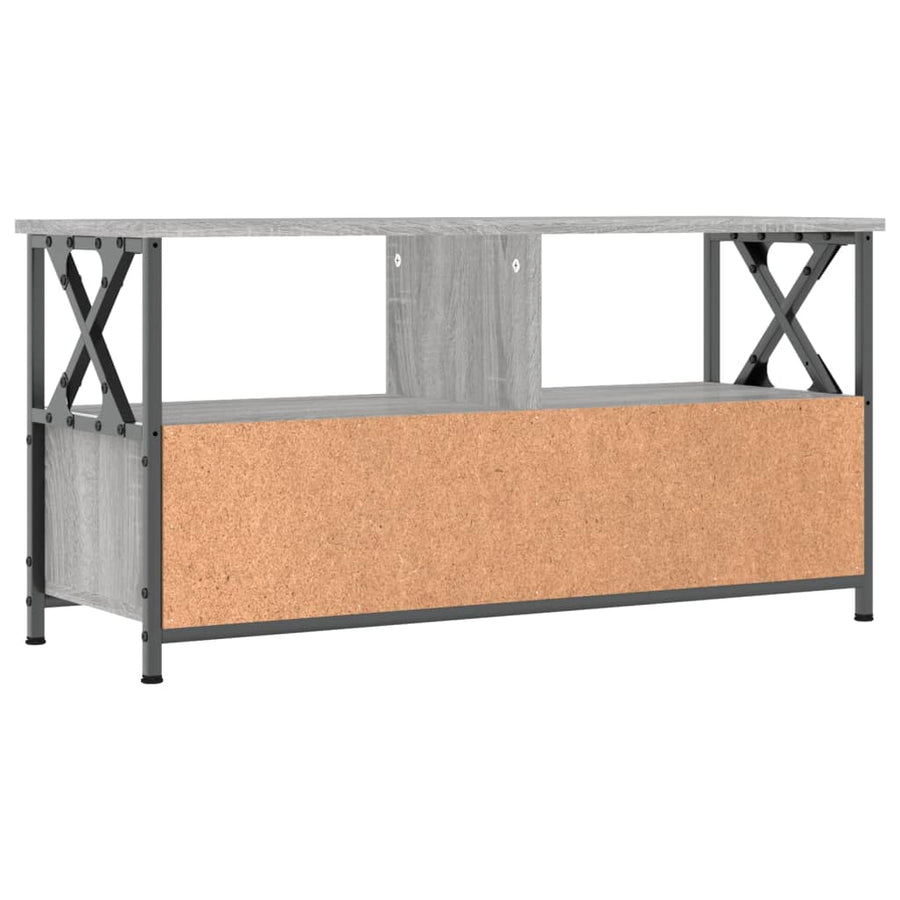 Tv-Meubel 90X33X45 Cm Bewerkt Hout Eikenkleurig 90 cm Grijs sonoma