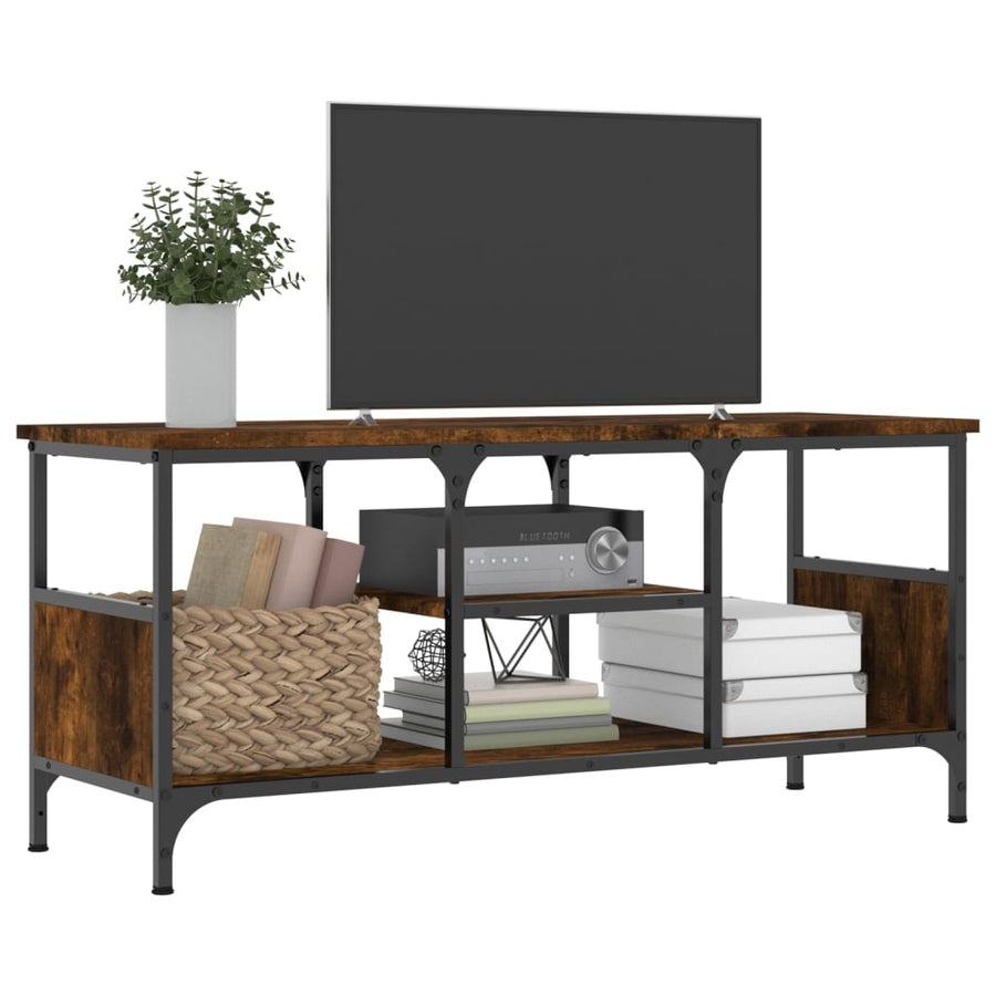 Tv-Meubel Bewerkt Hout En Ijzer Kleur 100 x 35 x 45 cm Gerookt eiken