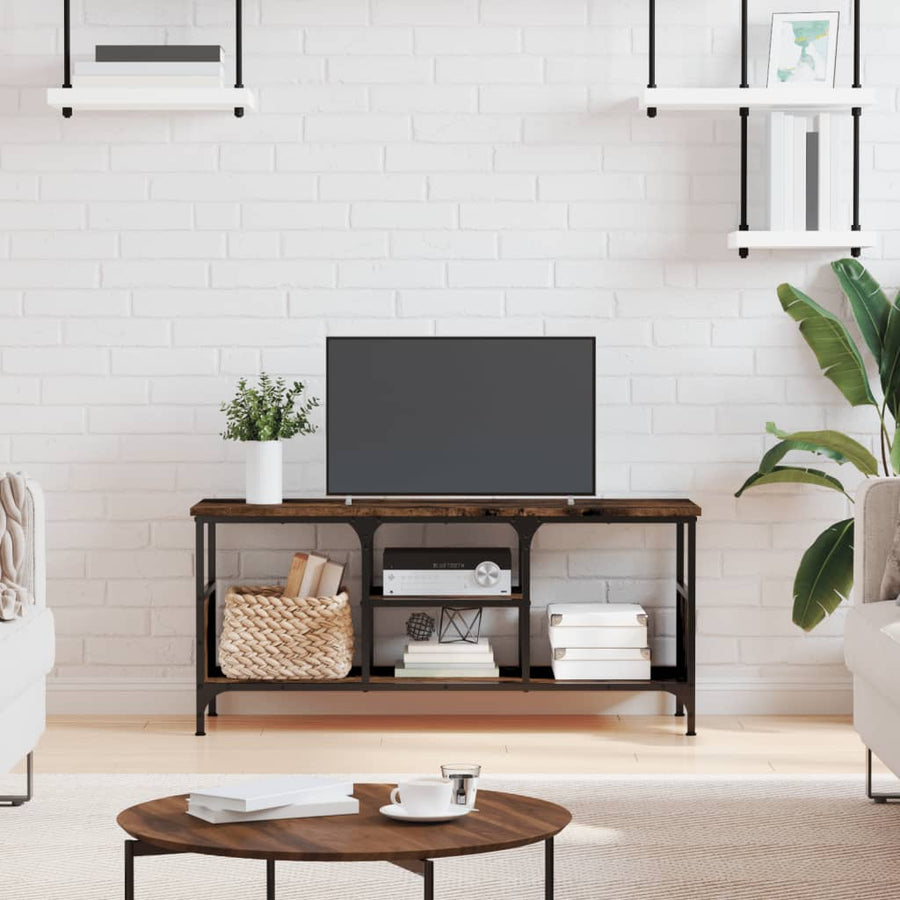 Tv-Meubel Bewerkt Hout En Ijzer Kleur 100 x 35 x 45 cm Gerookt eiken
