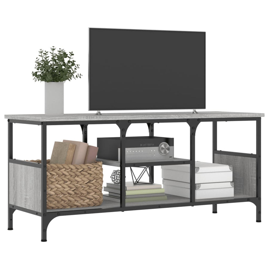 Tv-Meubel Bewerkt Hout En Ijzer Eiken 100 x 35 x 45 cm Grijs sonoma