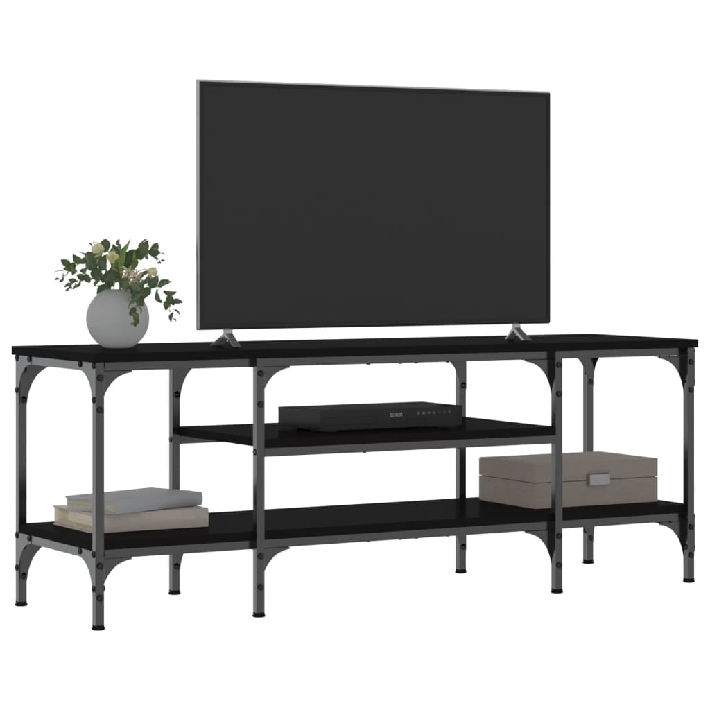 Tv-Meubel Bewerkt Hout En Ijzer 121 x 35 x 45 cm Zwart