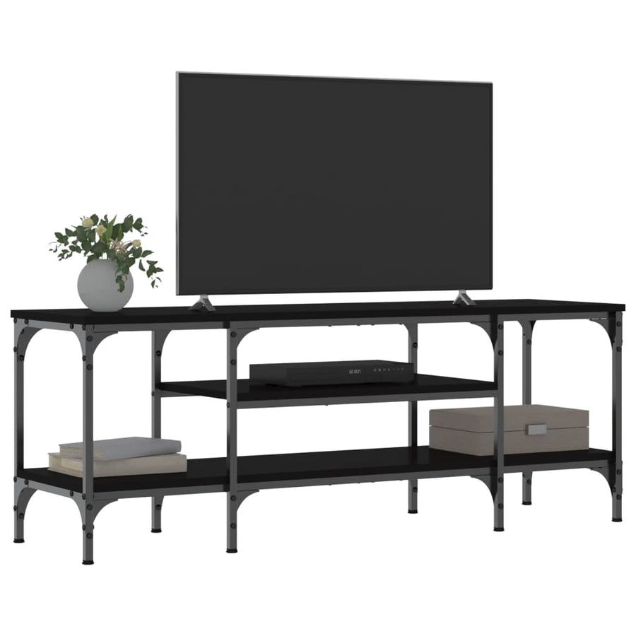 Tv-Meubel Bewerkt Hout En Ijzer 121 x 35 x 45 cm Zwart