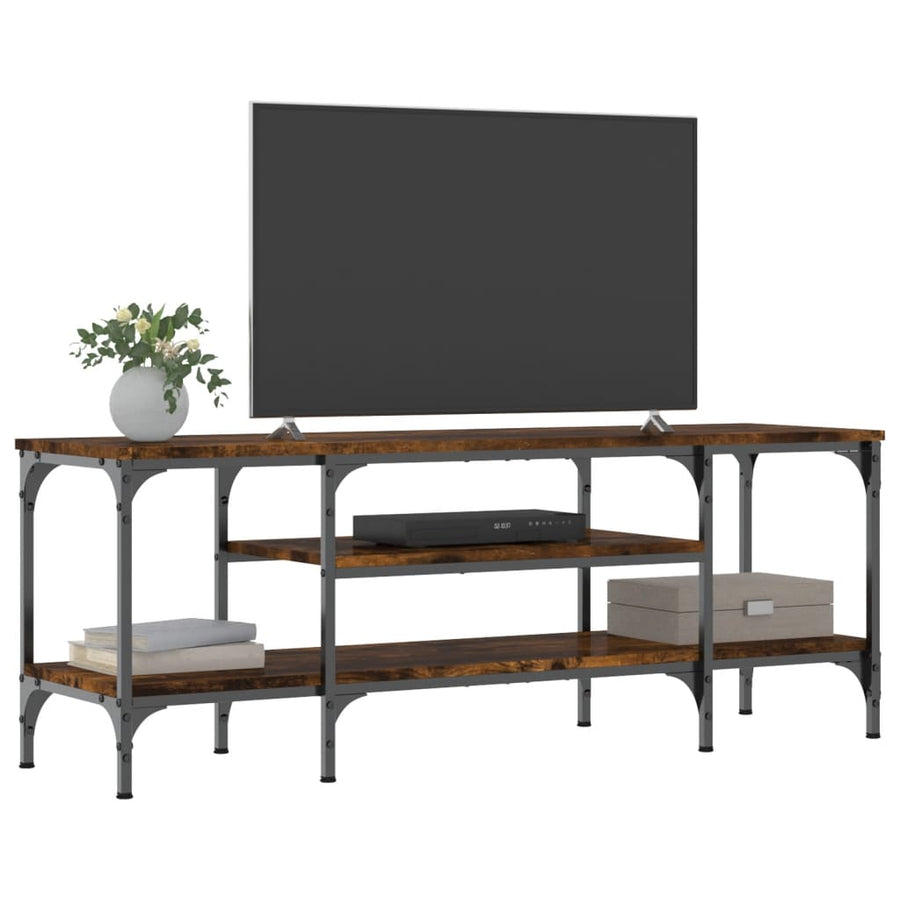 Tv-Meubel Bewerkt Hout En Ijzer Kleur 121 x 35 x 45 cm Gerookt eiken