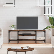 Tv-meubel 121x35x45 cm bewerkt hout ijzer gerookt eiken