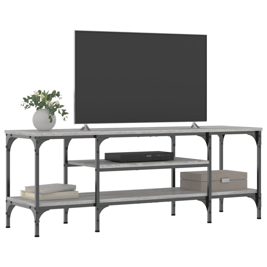Tv-Meubel Bewerkt Hout En Ijzer Eiken 121 x 35 x 45 cm Grijs sonoma