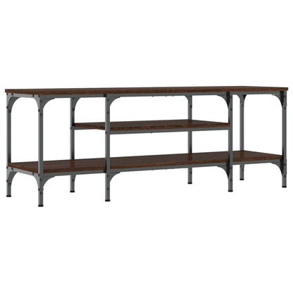 Tv-Meubel Bewerkt Hout En Ijzer Bruin Eikenkleur 121 x 35 x 45 cm Bruineiken