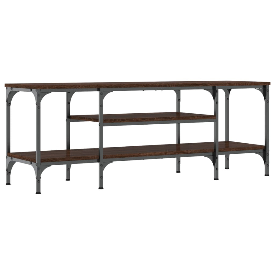 Tv-Meubel Bewerkt Hout En Ijzer Bruin Eikenkleur 121 x 35 x 45 cm Bruineiken