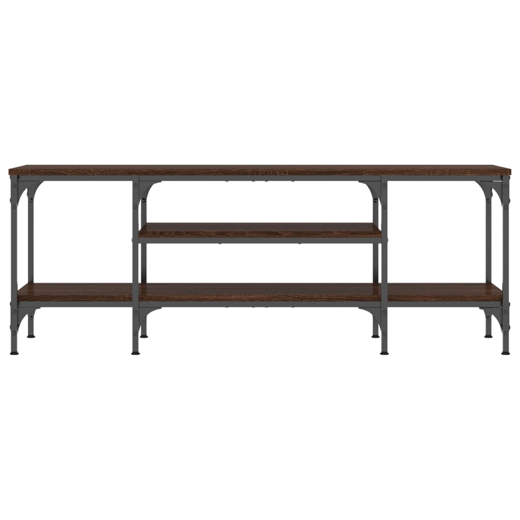 Tv-Meubel Bewerkt Hout En Ijzer Bruin Eikenkleur 121 x 35 x 45 cm Bruineiken