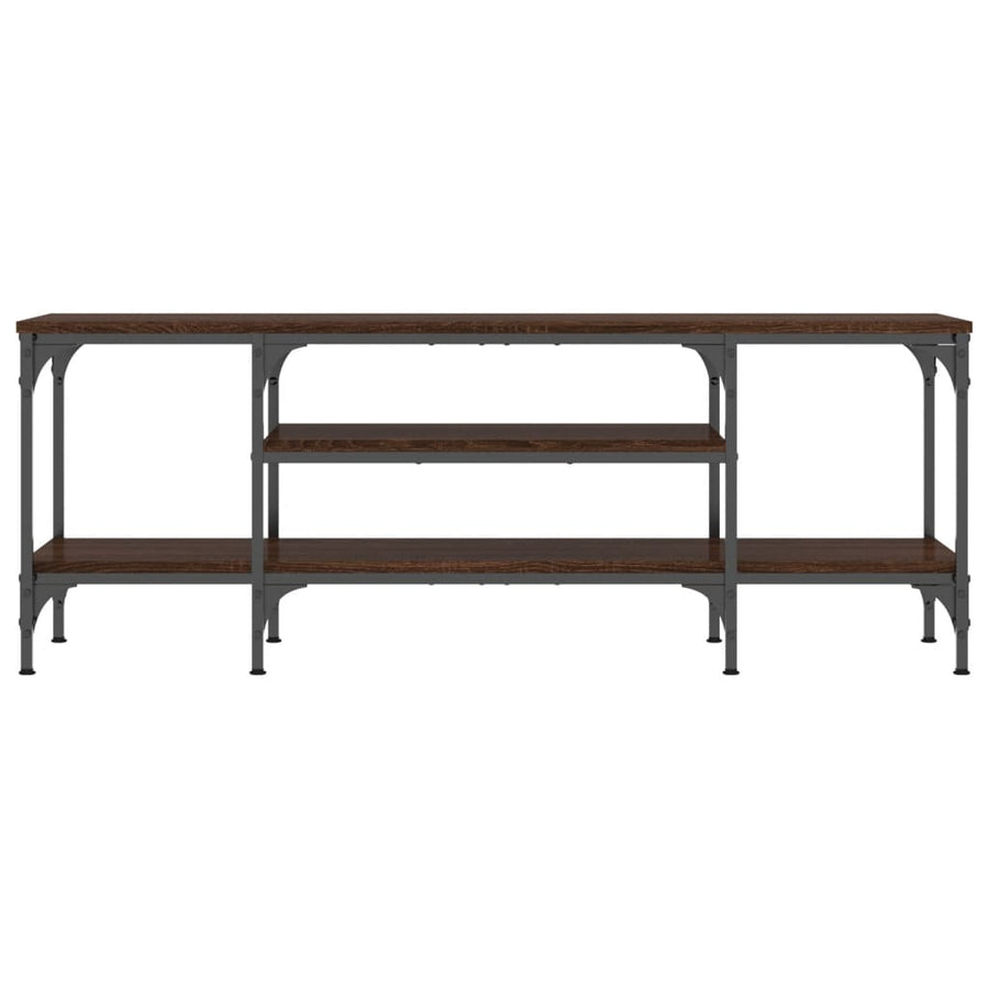 Tv-Meubel Bewerkt Hout En Ijzer Bruin Eikenkleur 121 x 35 x 45 cm Bruineiken