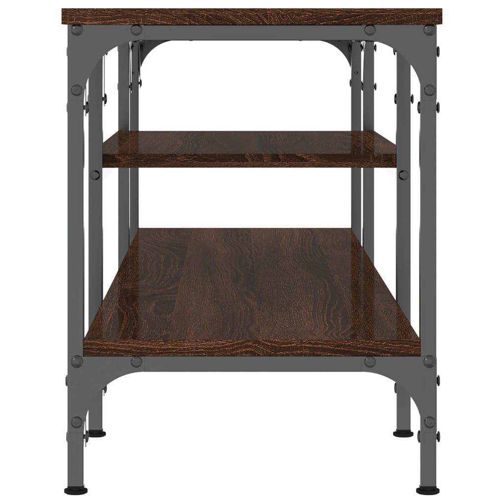 Tv-Meubel Bewerkt Hout En Ijzer Bruin Eikenkleur 121 x 35 x 45 cm Bruineiken