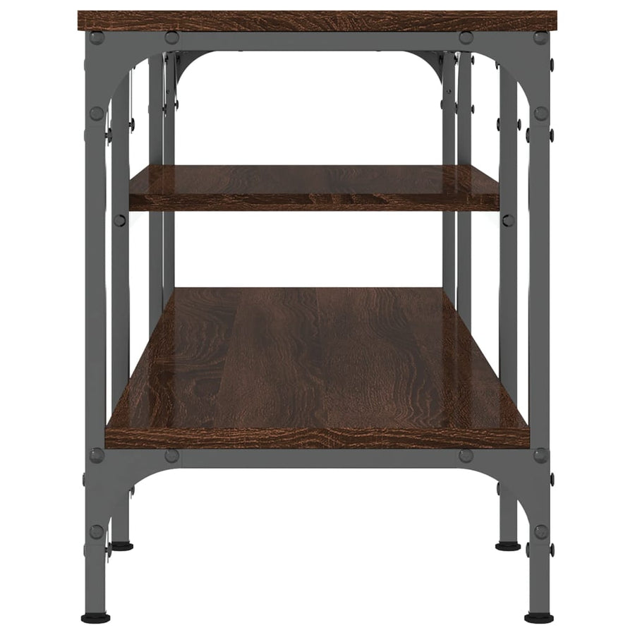 Tv-Meubel Bewerkt Hout En Ijzer Bruin Eikenkleur 121 x 35 x 45 cm Bruineiken