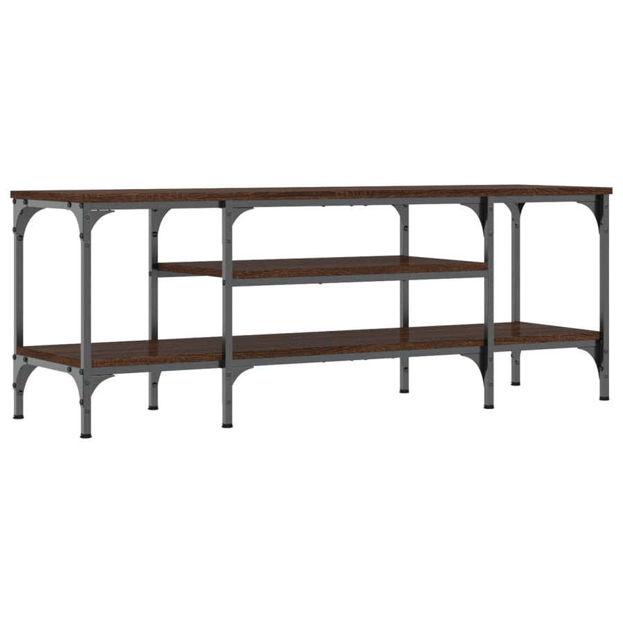 Tv-Meubel Bewerkt Hout En Ijzer Bruin Eikenkleur 121 x 35 x 45 cm Bruineiken