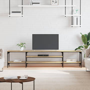 Tv-meubel 201x35x45 cm bewerkt hout ijzer sonoma eiken