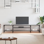Tv-meubel 201x35x45 cm bewerkt hout ijzer grijs