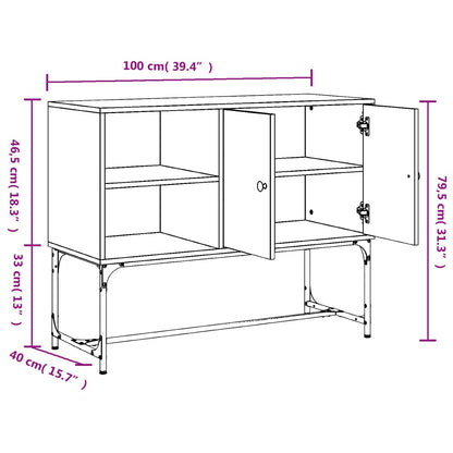 Dressoir 100X40X79,5 Cm Bewerkt Hout Grijs Sonoma Eikenkleurig