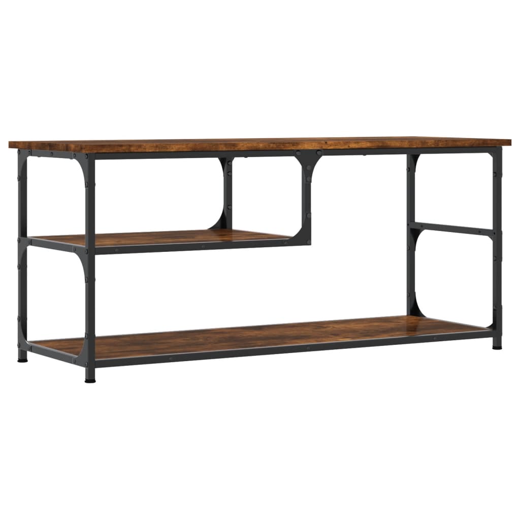 Tv-Meubel 03X38X46,5 Cm Bewerkt Hout Staal Kleur Gerookt eiken