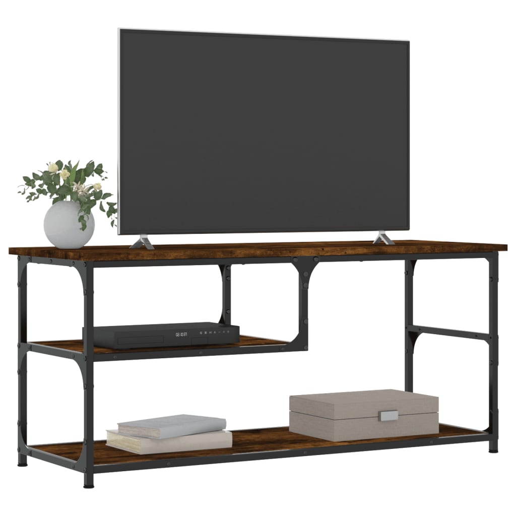 Tv-Meubel 03X38X46,5 Cm Bewerkt Hout Staal Kleur Gerookt eiken