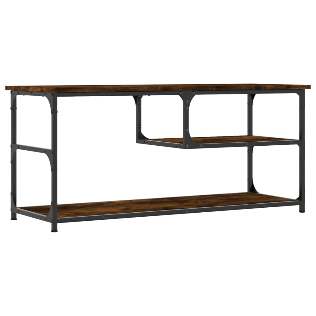 Tv-Meubel 03X38X46,5 Cm Bewerkt Hout Staal Kleur Gerookt eiken