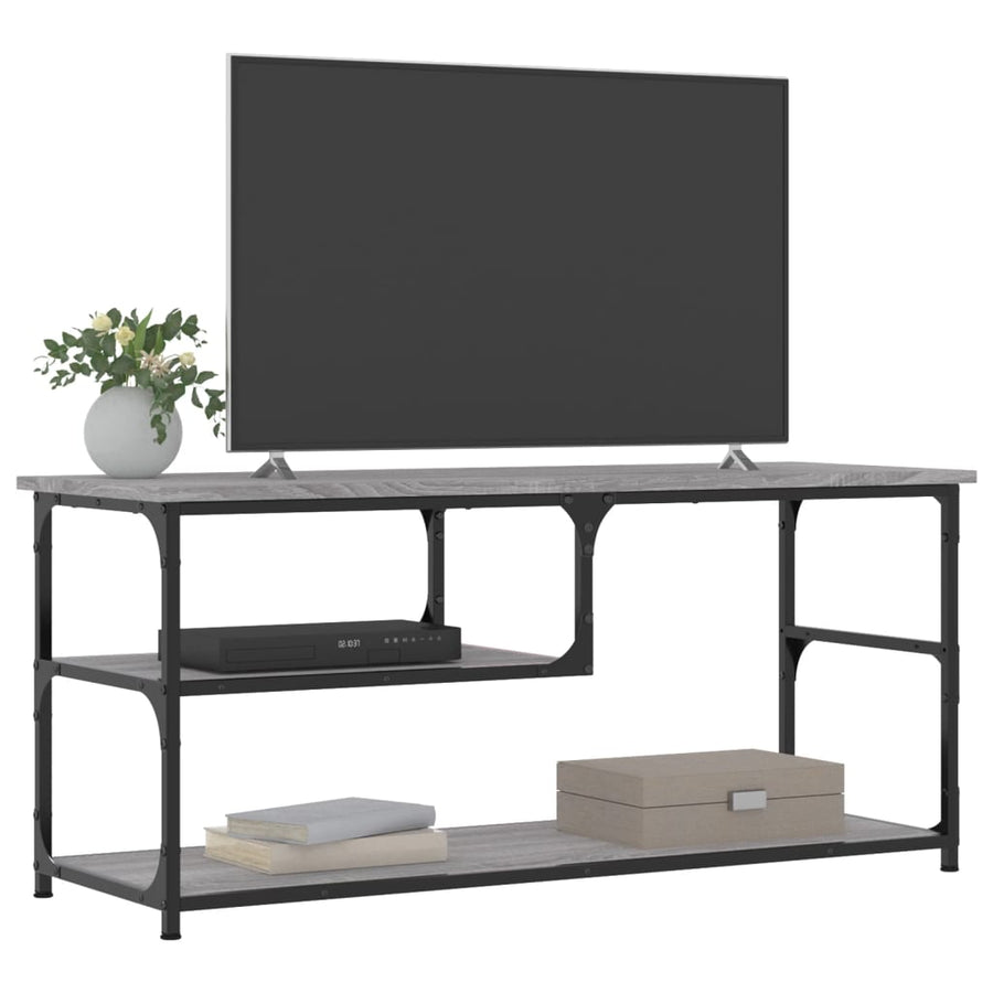 Tv-Meubel 03X38X46,5 Cm En Bewerkt Hout Staal Grijs sonoma