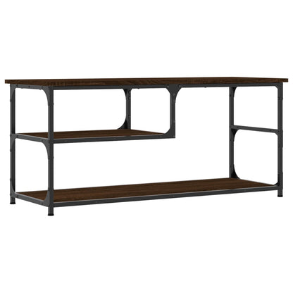 Tv-Meubel 03X38X46,5 Cm Bewerkt Hout Staal Bruin Eikenkleur Bruineiken